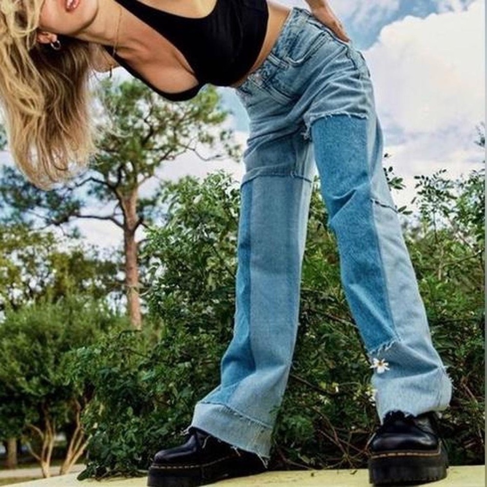 Garage patchwork mom jeans